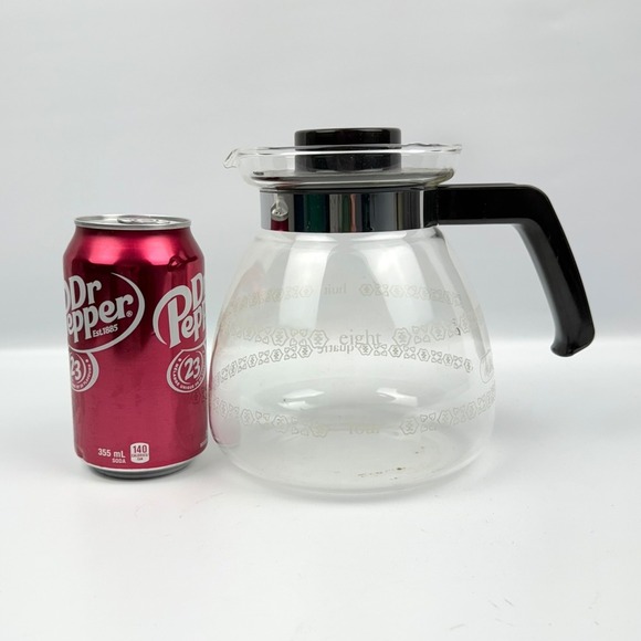 Vintage Melitta Glass Coffee Carafe Pot 8 Cup Black Handle Lid Kitchen Decor - Picture 2 of 11